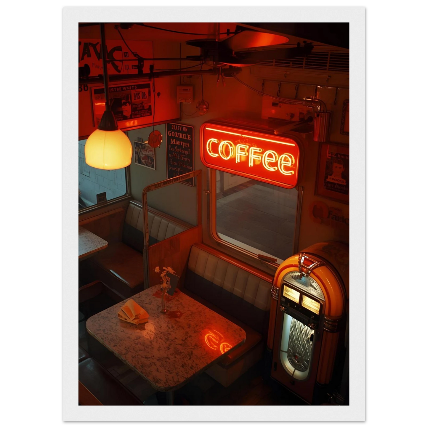 Into the night art print in a White frame size A1 (59.4 x 84.1  cm) affordable wall art by Art Aunty NZ