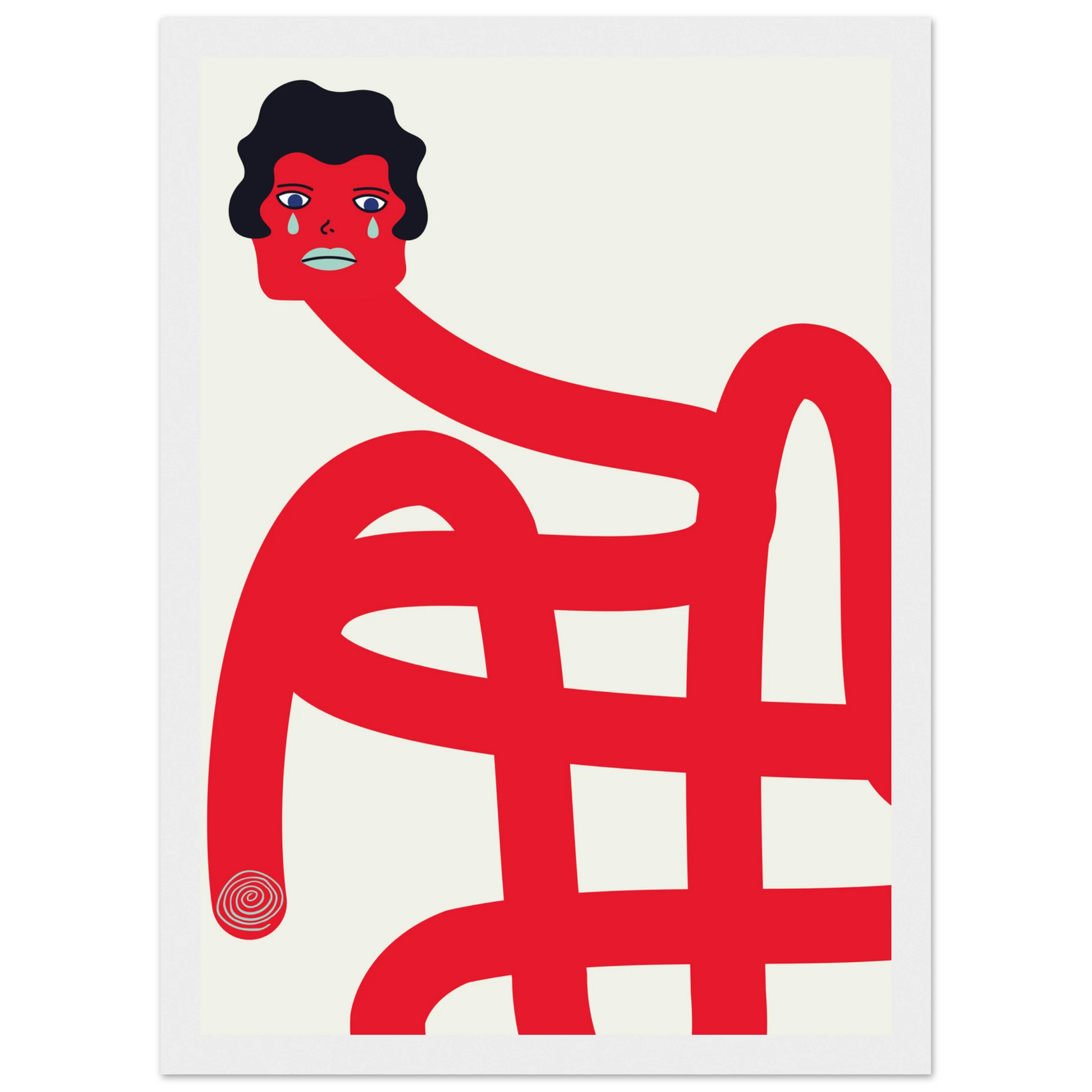 Crybaby framed art print by anya trut expressive abstract wall decor in your choice of size frame art print in a Wood frame size A1 (59.4 x 84.1  cm) affordable wall art by Art Aunty NZ