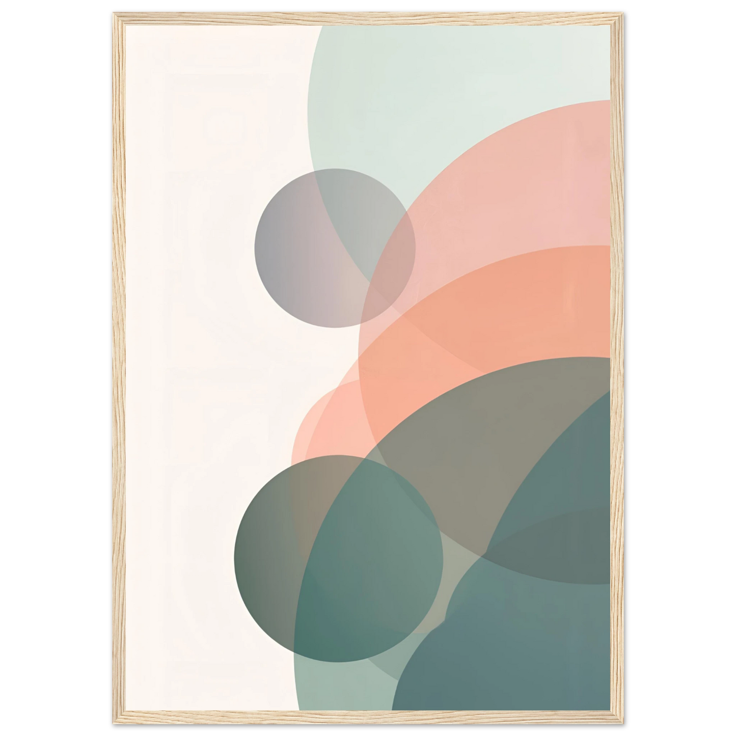 Abstract serenity bubbles modern minimalist wall art print by anya trut choose your size frame art print in a White frame size A1 (59.4 x 84.1  cm) affordable wall art by Art Aunty NZ