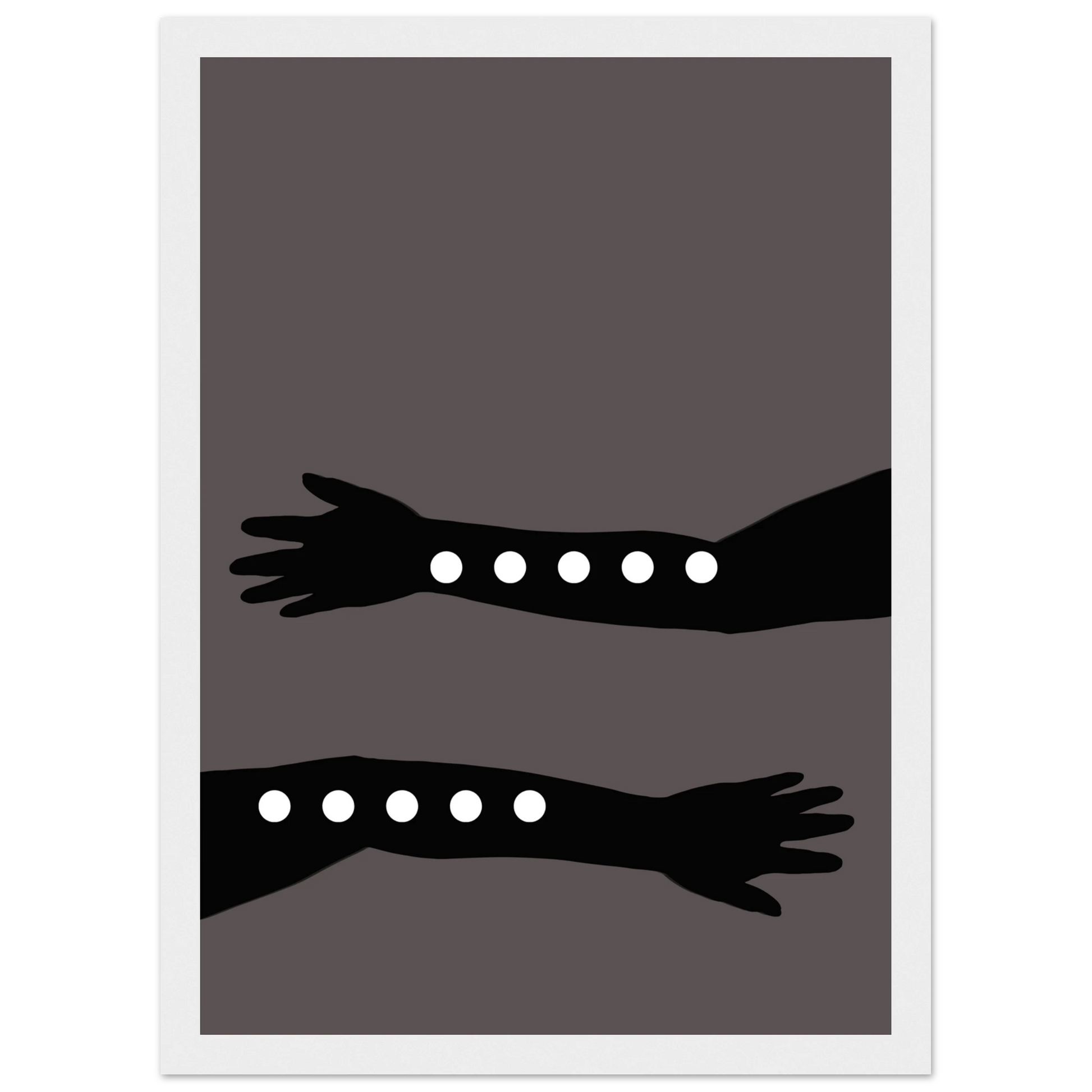 Abstract arms by anya trut striking minimalist wall art multiple sizes frame choices art print in a Wood frame size A1 (59.4 x 84.1  cm) affordable wall art by Art Aunty NZ