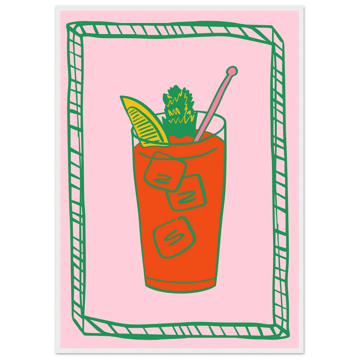 Aperitif pop art print vibrant cocktail illustration in your choice of size frame art print in a White frame size 21x29.7 cm / 8x12" affordable wall art by Art Aunty NZ