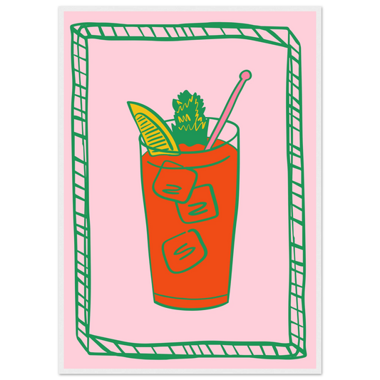 Aperitif pop art print vibrant cocktail illustration in your choice of size frame art print in a White frame size 21x29.7 cm / 8x12" affordable wall art by Art Aunty NZ