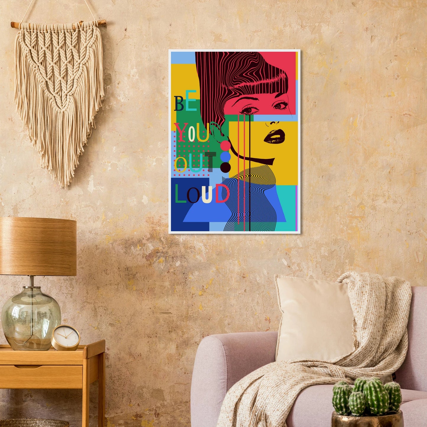 Be you out loud vibrant pop art poster by ioana horvat in your choice of size frame art print in a  size  affordable wall art by Art Aunty NZ