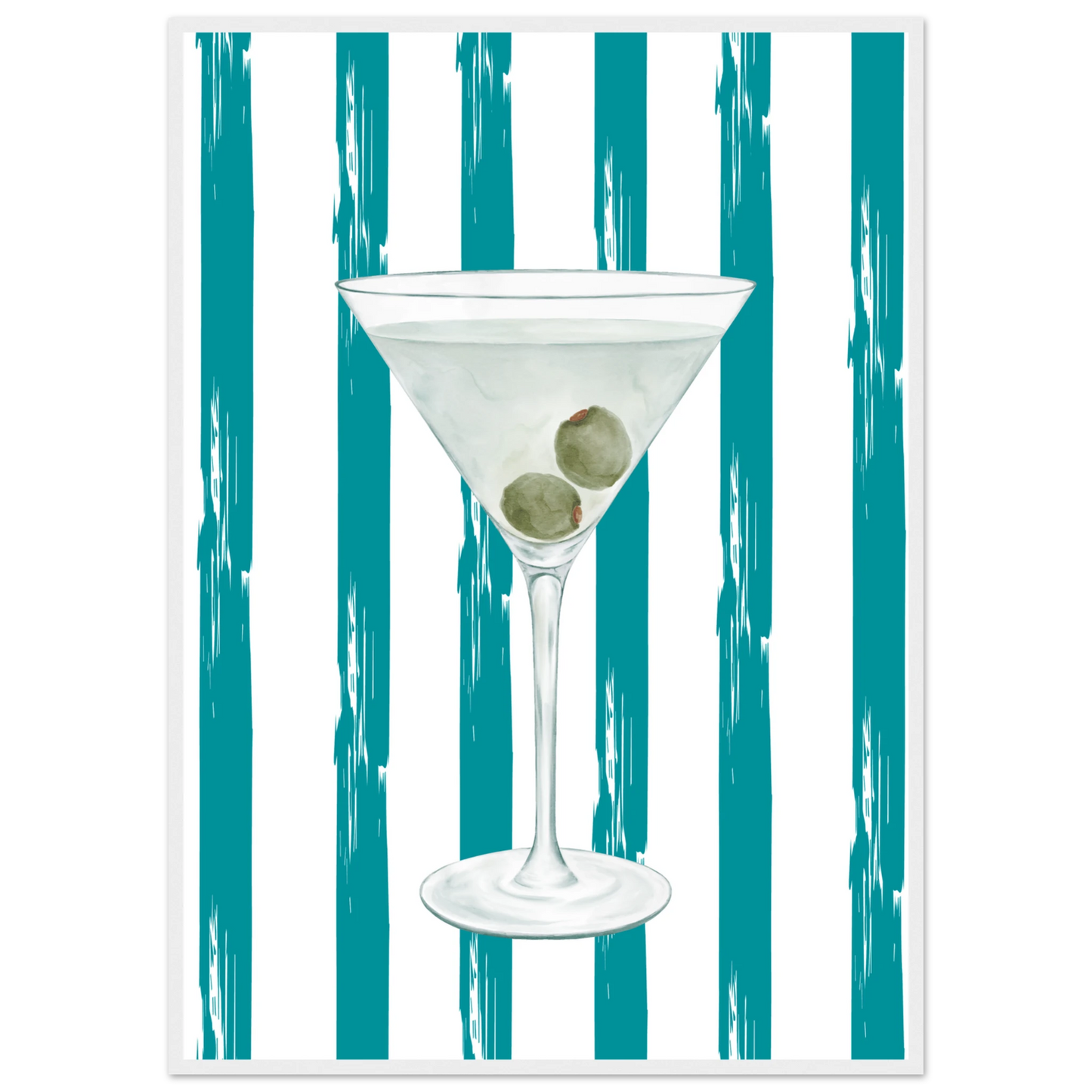 Martini chic art print stylish cocktail wall decor in your choice of size frame art print in a White frame size 21x29.7 cm / 8x12" affordable wall art by Art Aunty NZ