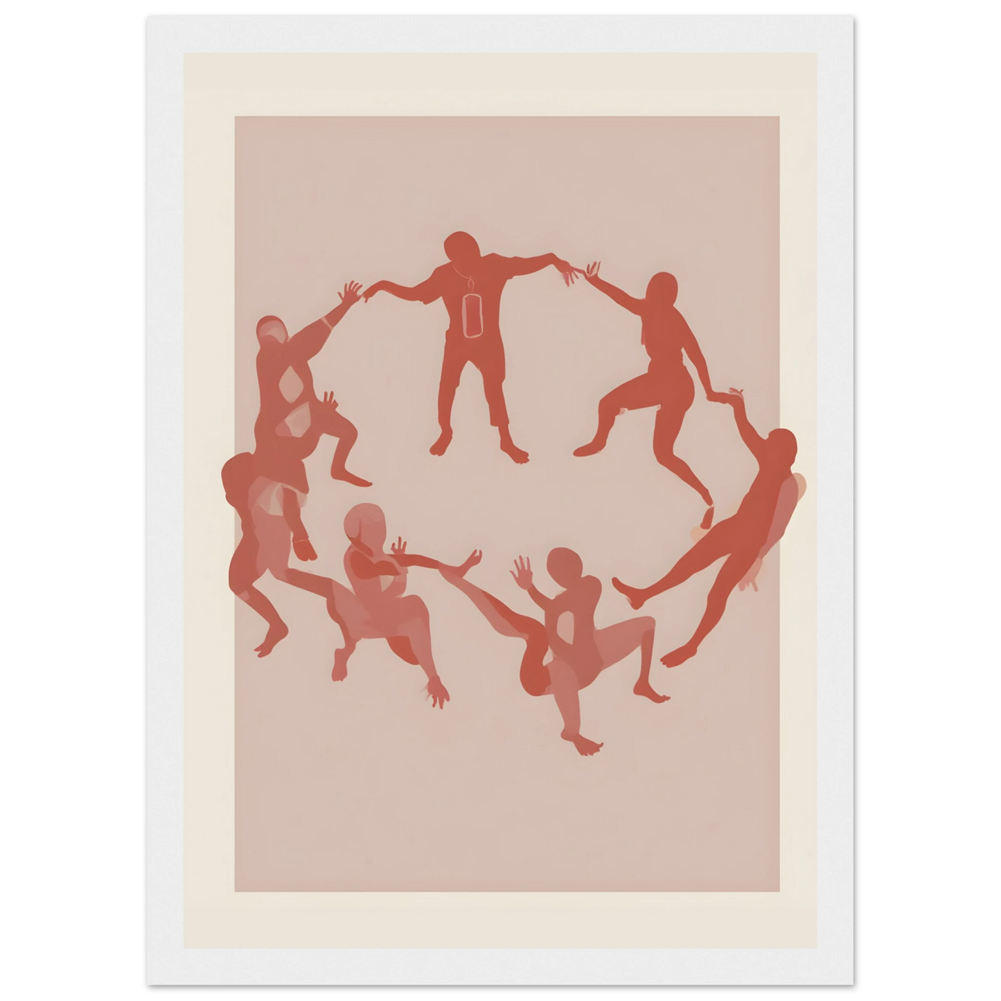 Unity in motion by anya trut modern figurative art print available in multiple sizes and frames art print in a White frame size A1 (59.4 x 84.1  cm) affordable wall art by Art Aunty NZ