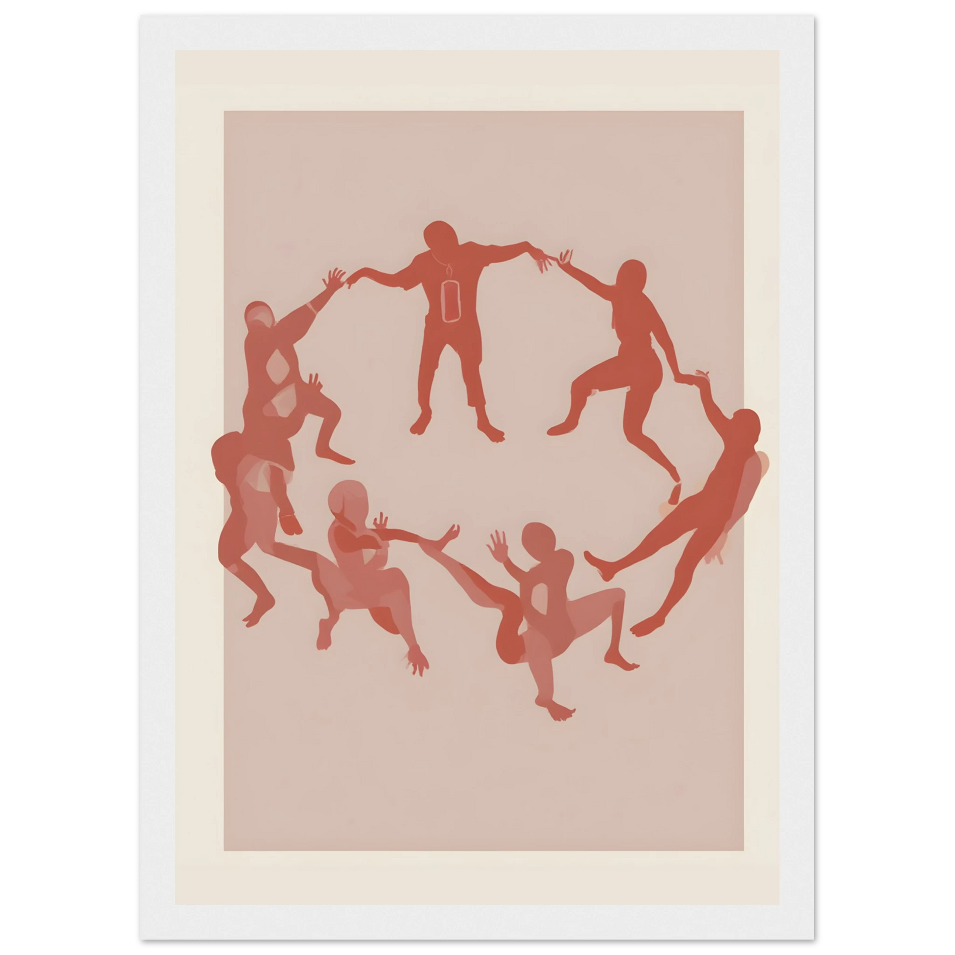 Unity in motion by anya trut modern figurative art print available in multiple sizes and frames art print in a White frame size A1 (59.4 x 84.1  cm) affordable wall art by Art Aunty NZ