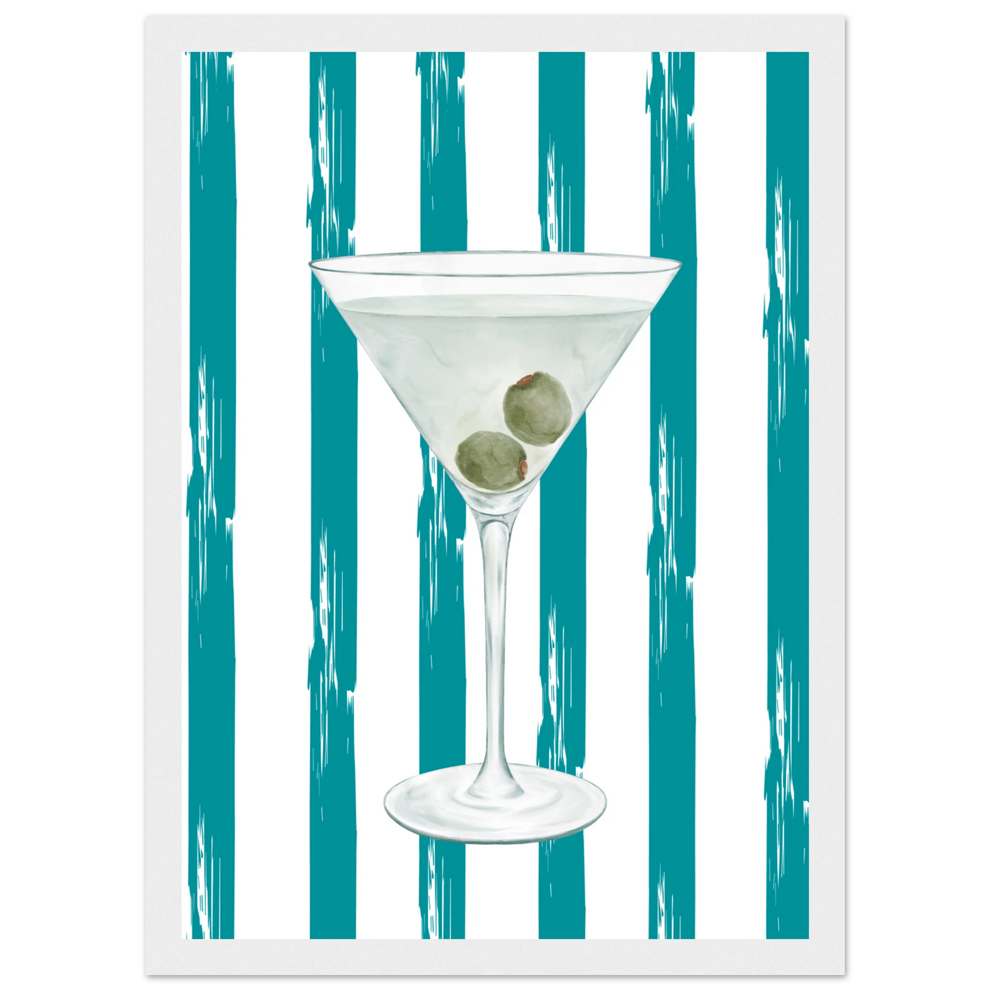 Martini chic art print stylish cocktail wall decor in your choice of size frame art print in a Wood frame size A1 (59.4 x 84.1  cm) affordable wall art by Art Aunty NZ