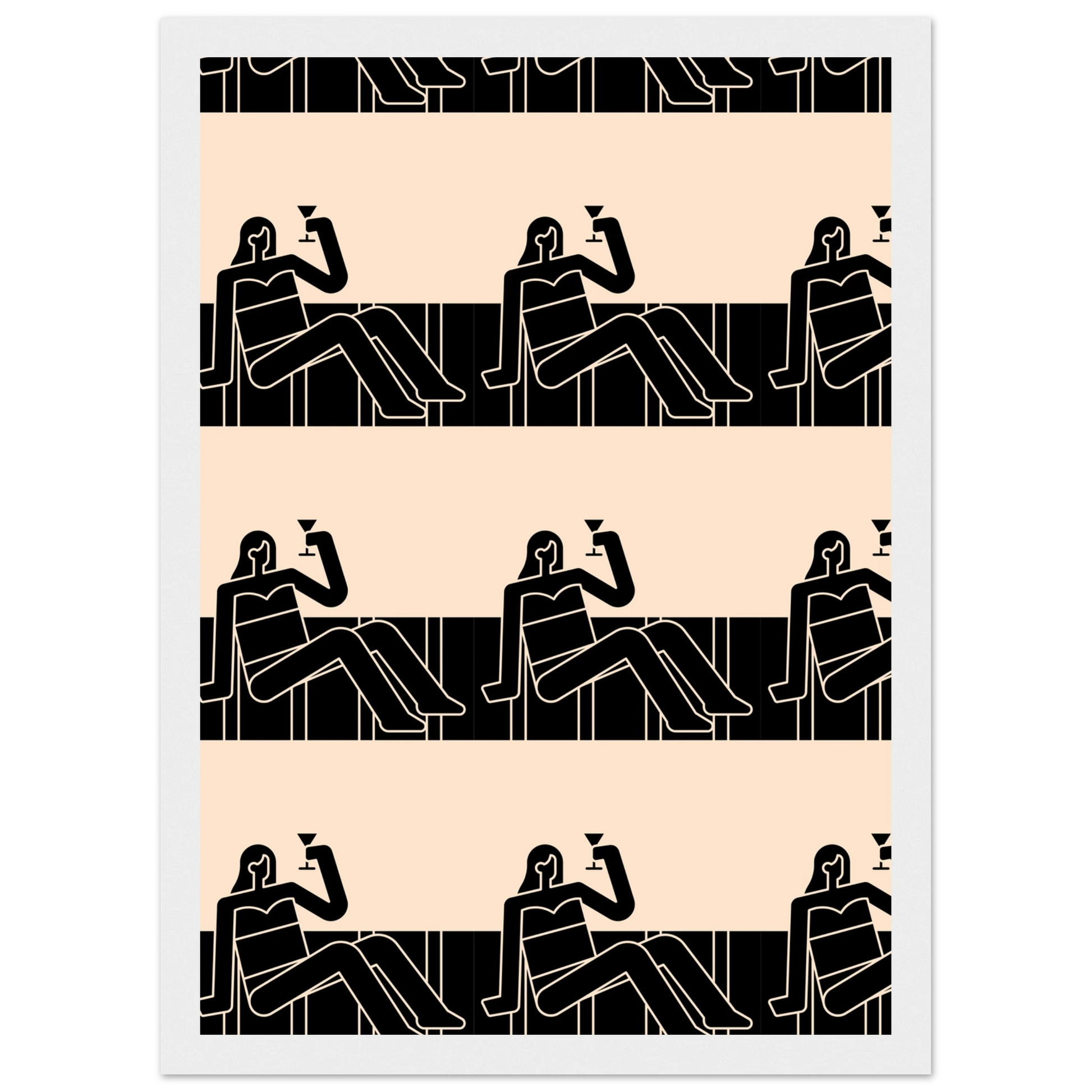 Chillin art print in a Black frame size 21x29.7 cm / 8x12" affordable wall art by Art Aunty NZ