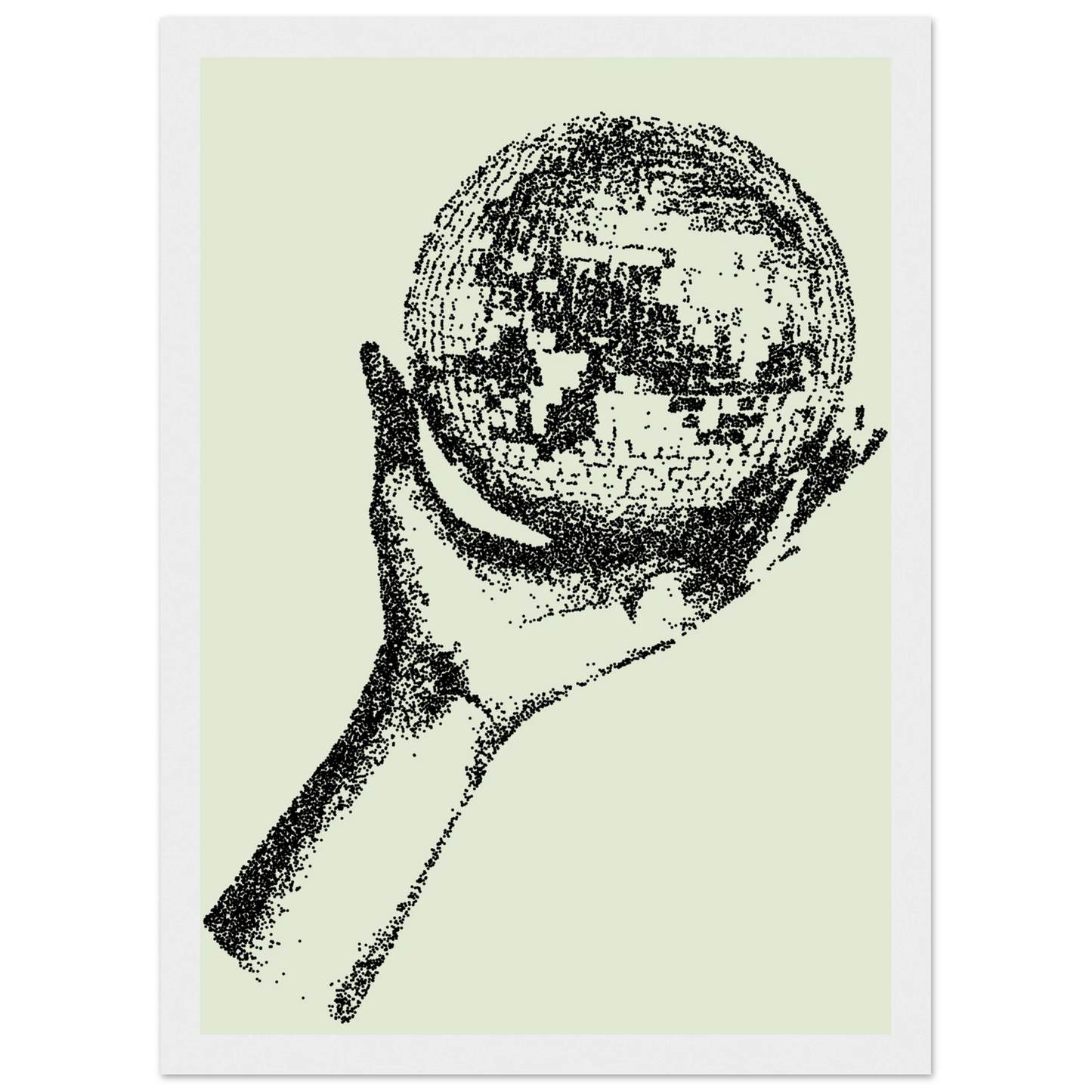 Digital disco ball hand global vision framed poster choose your size frame art print in a Wood frame size A1 (59.4 x 84.1  cm) affordable wall art by Art Aunty NZ