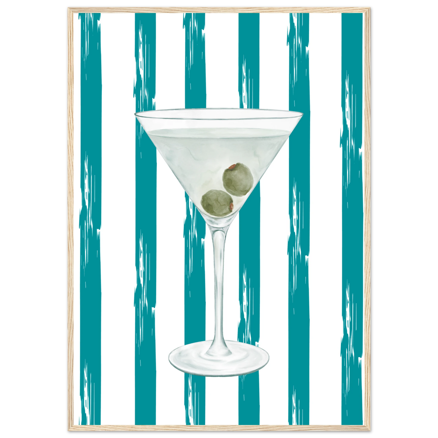 Martini chic art print stylish cocktail wall decor in your choice of size frame art print in a Black frame size A1 (59.4 x 84.1  cm) affordable wall art by Art Aunty NZ
