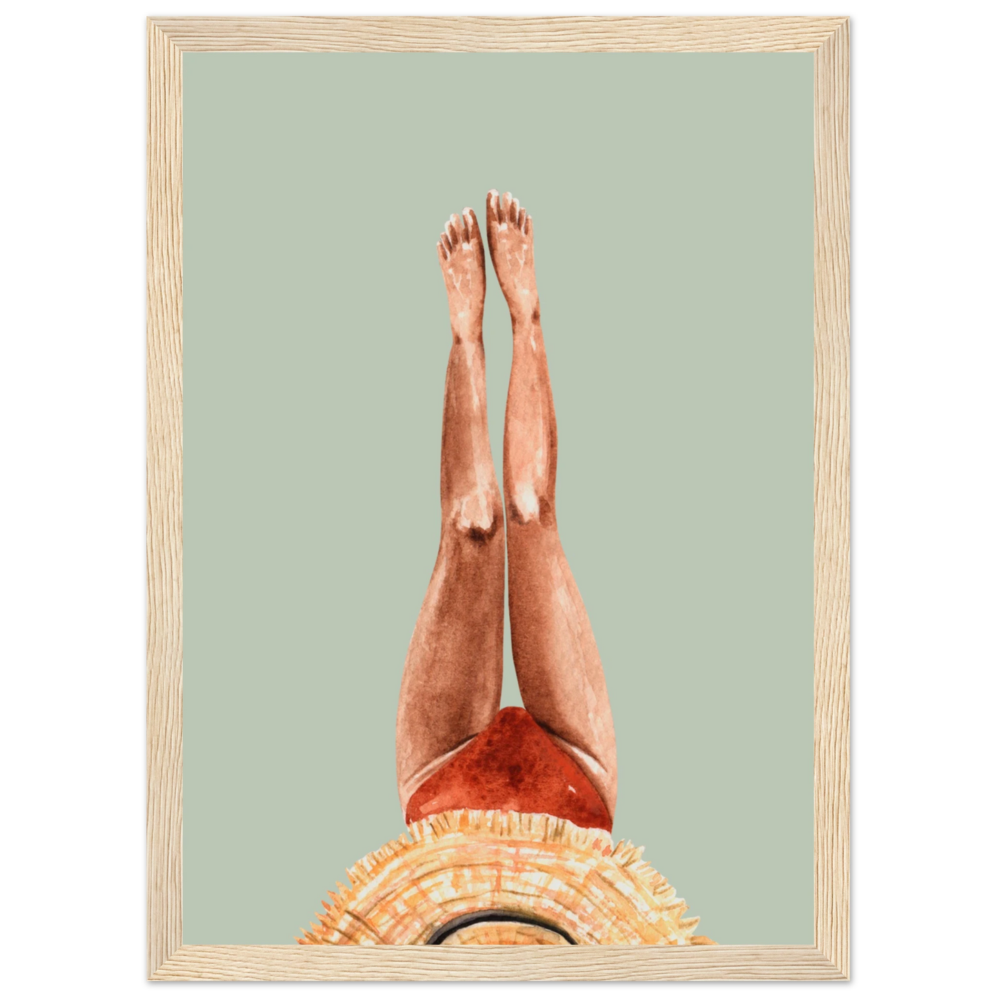 Beach daze 1 art print in a Wood frame size A1 (59.4 x 84.1  cm) affordable wall art by Art Aunty NZ