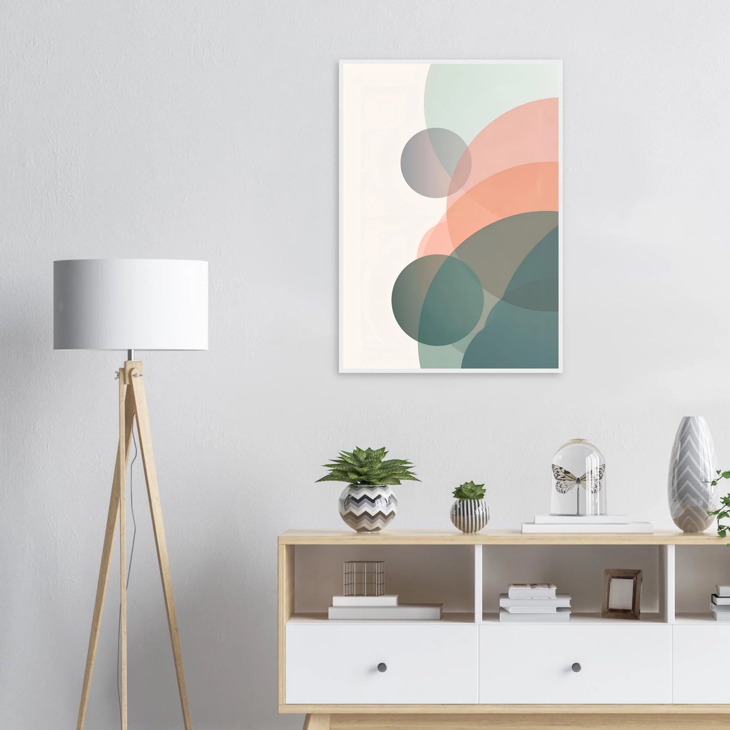 Abstract serenity bubbles modern minimalist wall art print by anya trut choose your size frame art print in a  size  affordable wall art by Art Aunty NZ