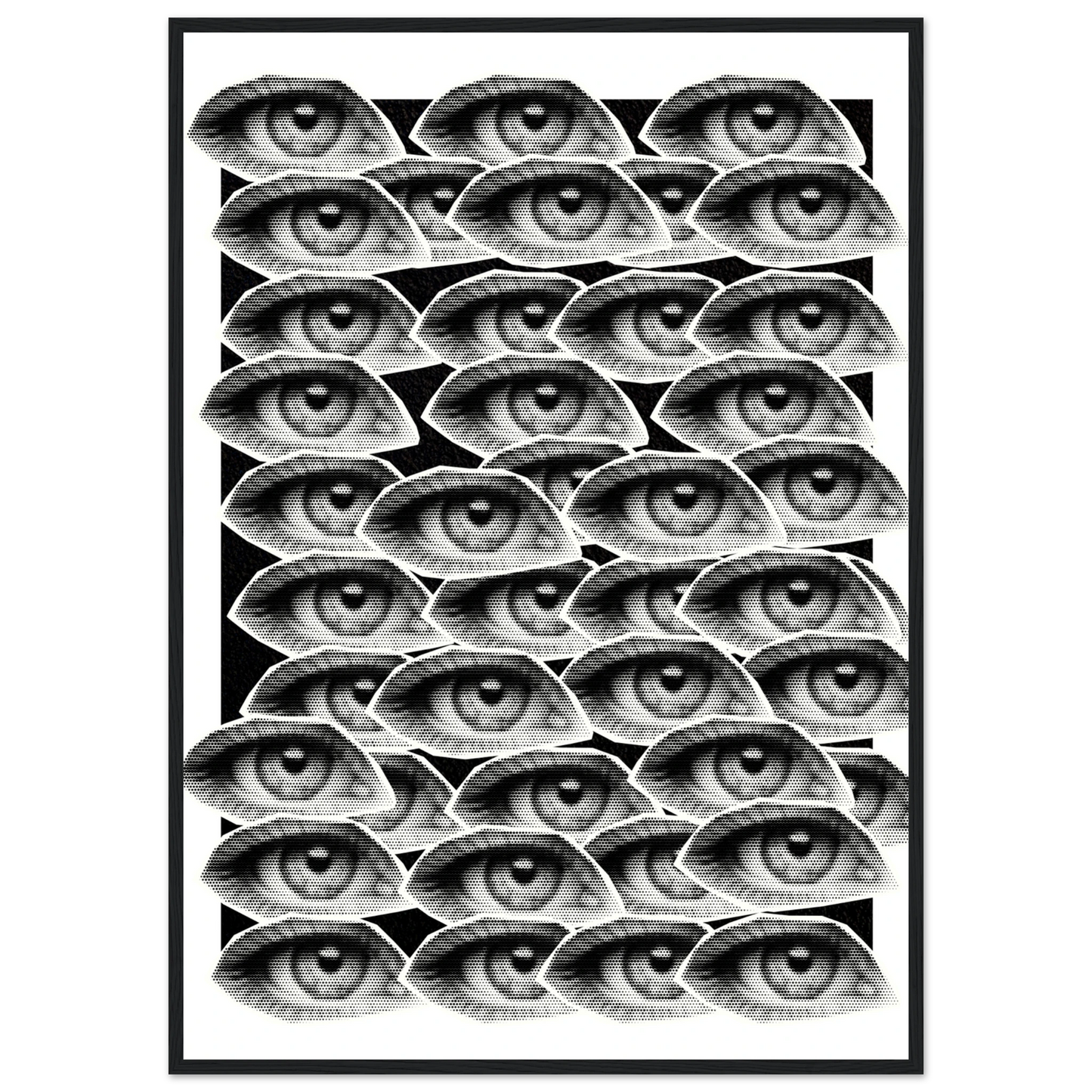 Hypnotic gaze a visionary eye patterned framed poster choose your size frame art print in a Black frame size A2 (42 x 59.4  cm) affordable wall art by Art Aunty NZ