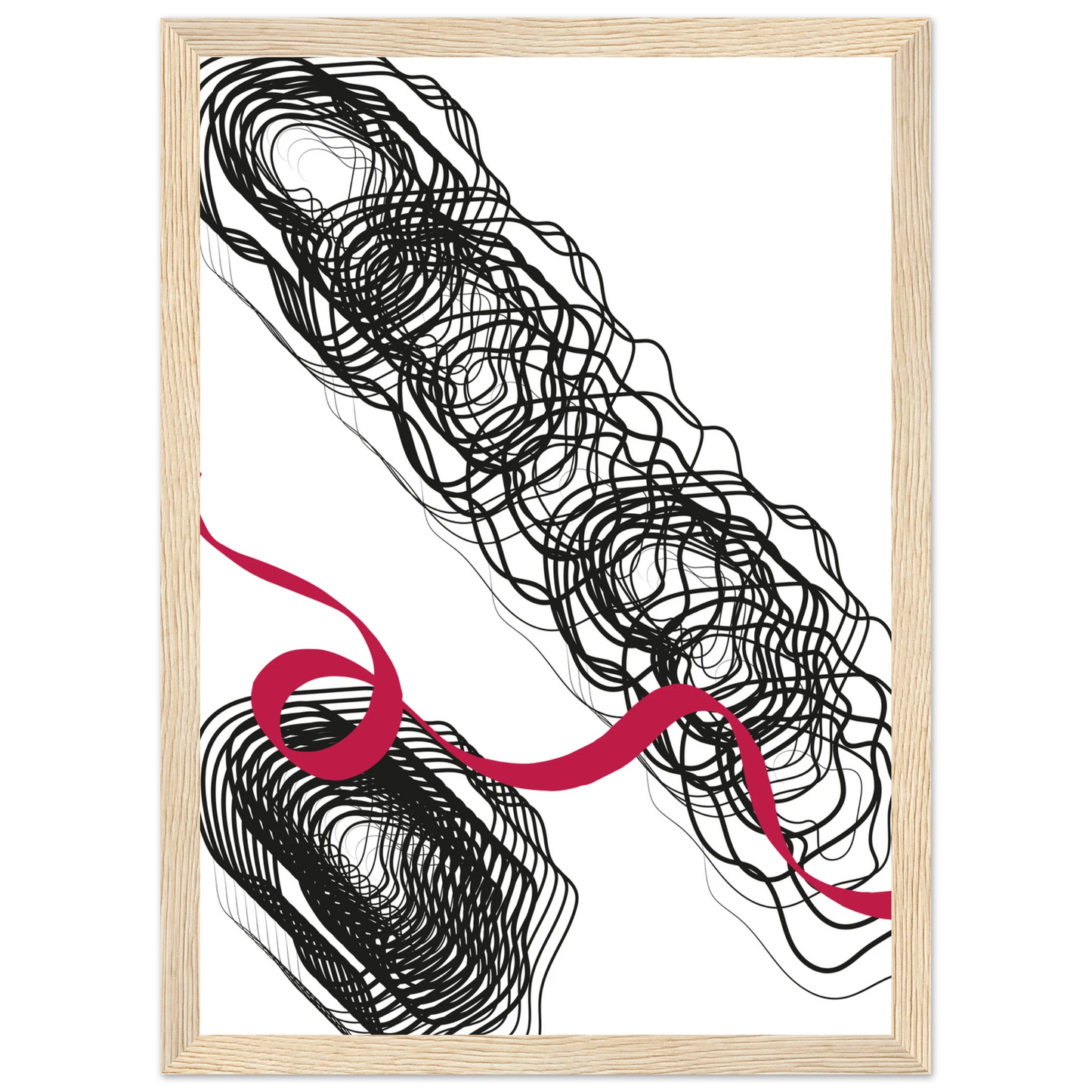 Abstract swirls ribbon framed art print by anya trut modern minimalist wall decor in your choice of size frame art print in a Black frame size 21x29.7 cm / 8x12" affordable wall art by Art Aunty NZ