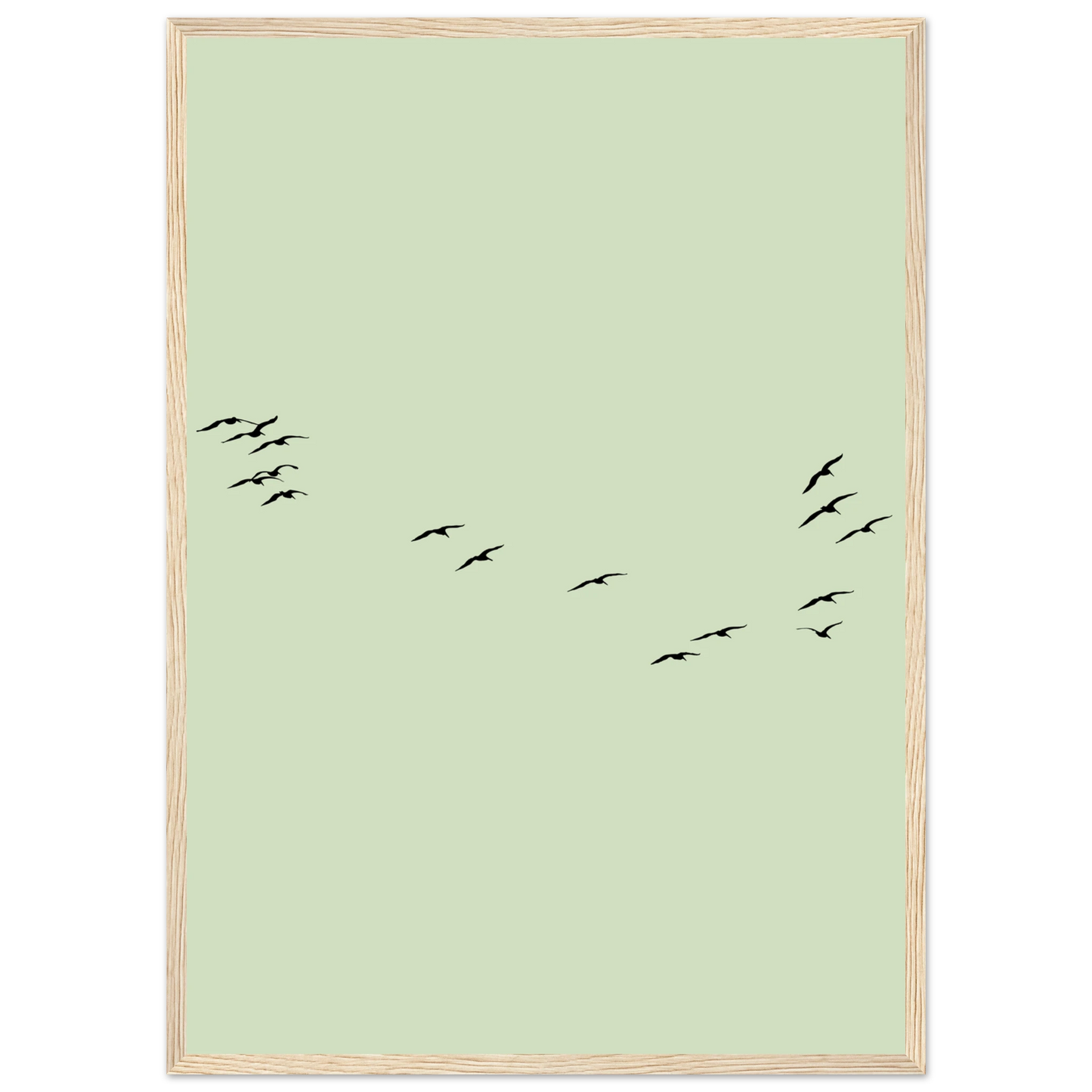 Minimalist flight framed poster serene birds in motion by anya trut available in multiple sizes frames art print in a White frame size A1 (59.4 x 84.1  cm) affordable wall art by Art Aunty NZ