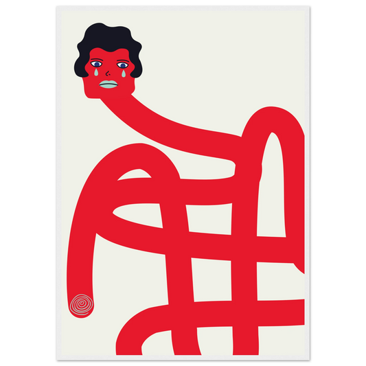 Crybaby framed art print by anya trut expressive abstract wall decor in your choice of size frame art print in a White frame size 21x29.7 cm / 8x12" affordable wall art by Art Aunty NZ