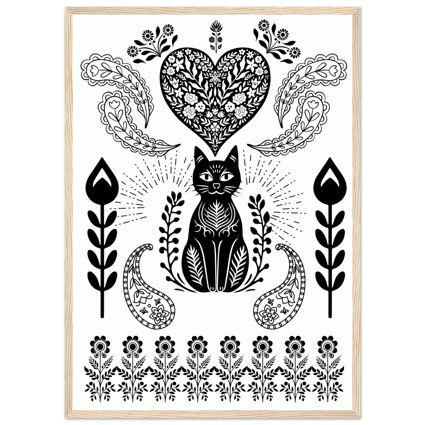 Zen pat art print in a Wood frame size A1 (59.4 x 84.1  cm) affordable wall art by Art Aunty NZ