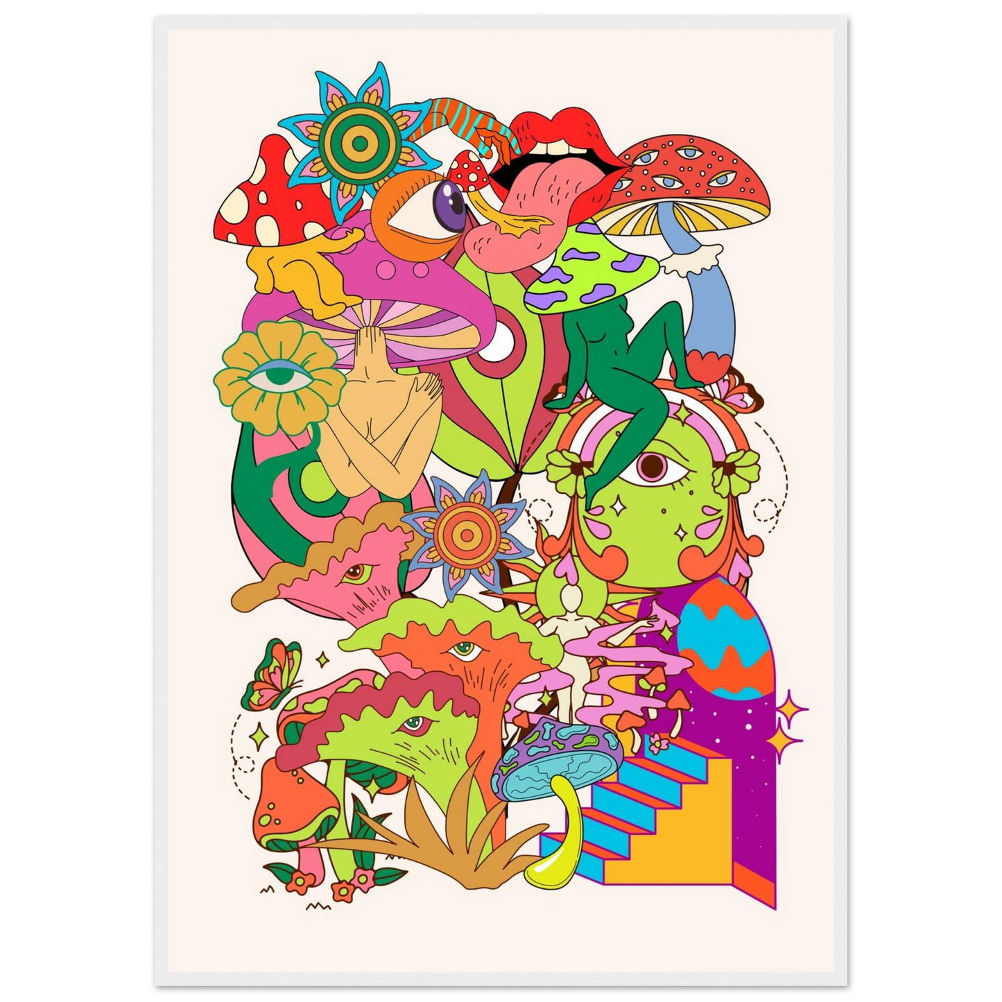 Delic art print in a White frame size 21x29.7 cm / 8x12" affordable wall art by Art Aunty NZ