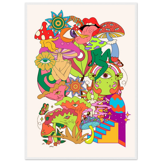 Delic art print in a White frame size 21x29.7 cm / 8x12" affordable wall art by Art Aunty NZ