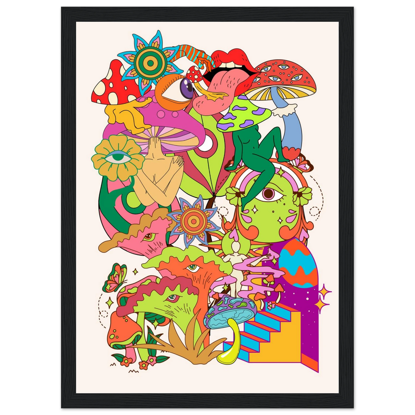 Delic art print in a Wood frame size A2 (42 x 59.4  cm) affordable wall art by Art Aunty NZ