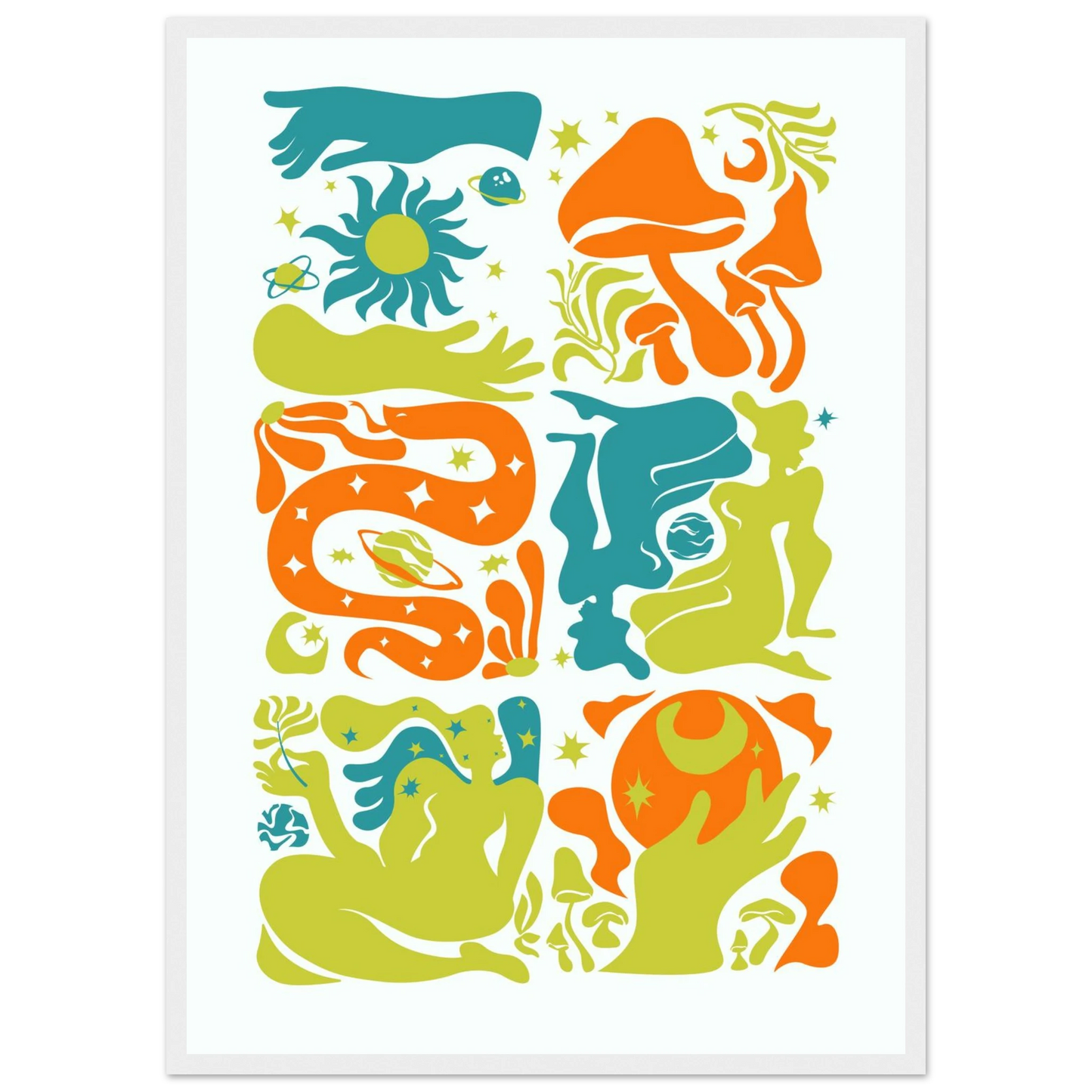 Swimmer art print in a White frame size A1 (59.4 x 84.1  cm) affordable wall art by Art Aunty NZ