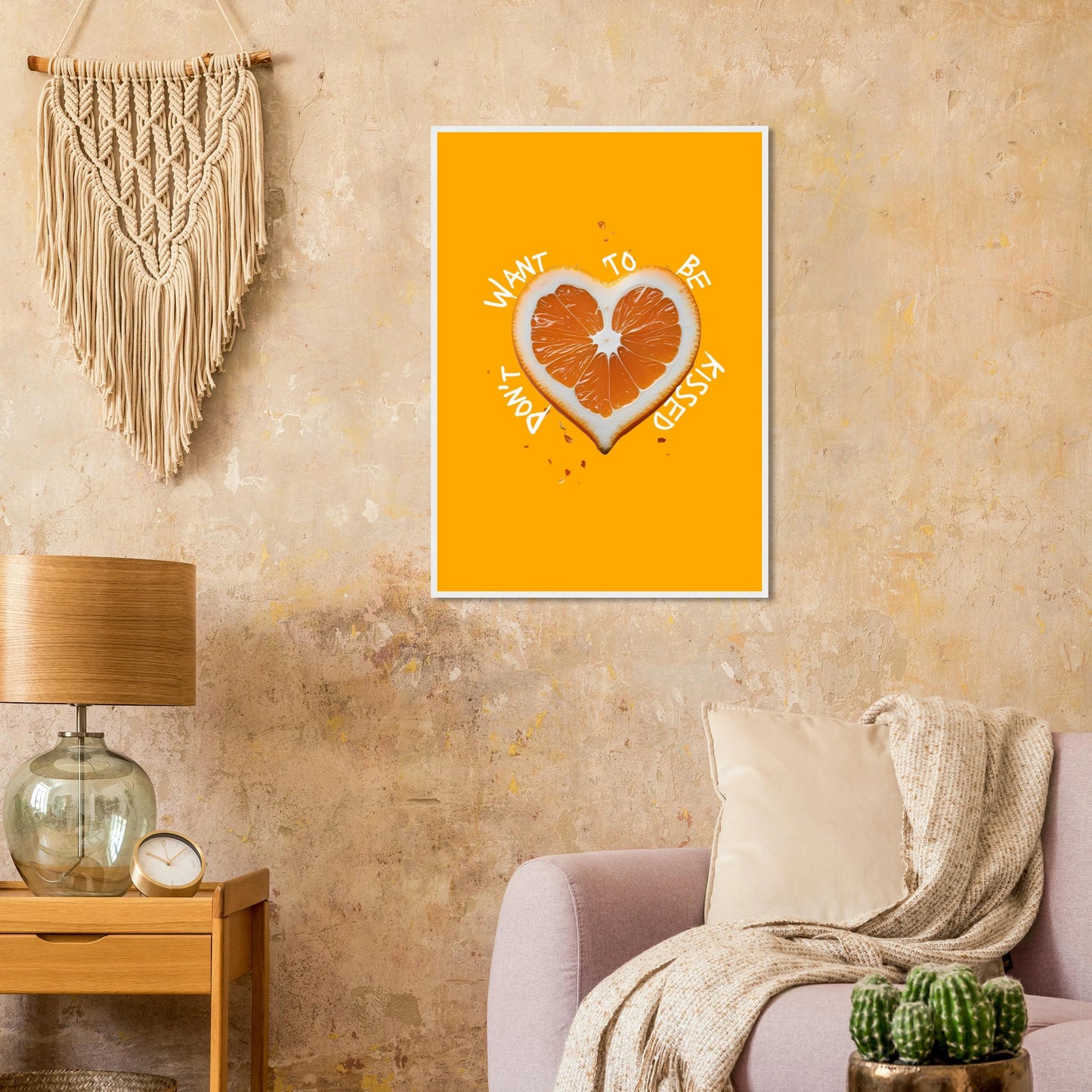 Vibrant orange heart slice art print dont want to be kissed by anya trut choose your size frame art print in a  size  affordable wall art by Art Aunty NZ