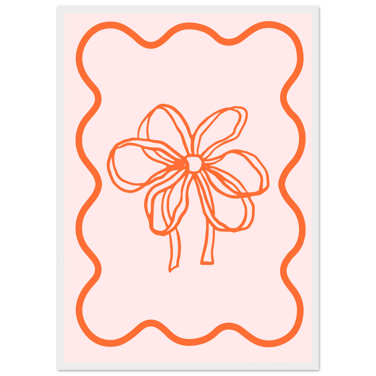 Abstract floral bow giclee print modern minimalist wall art by anya trut choose your size frame art print in a Wood frame size A2 (42 x 59.4  cm) affordable wall art by Art Aunty NZ