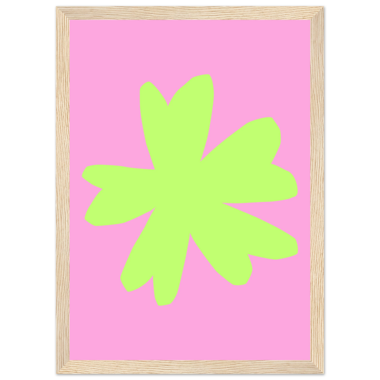 Vibrant blossom pink lime abstract floral print framed wall art by anya trut art print in a Black frame size 21x29.7 cm / 8x12" affordable wall art by Art Aunty NZ