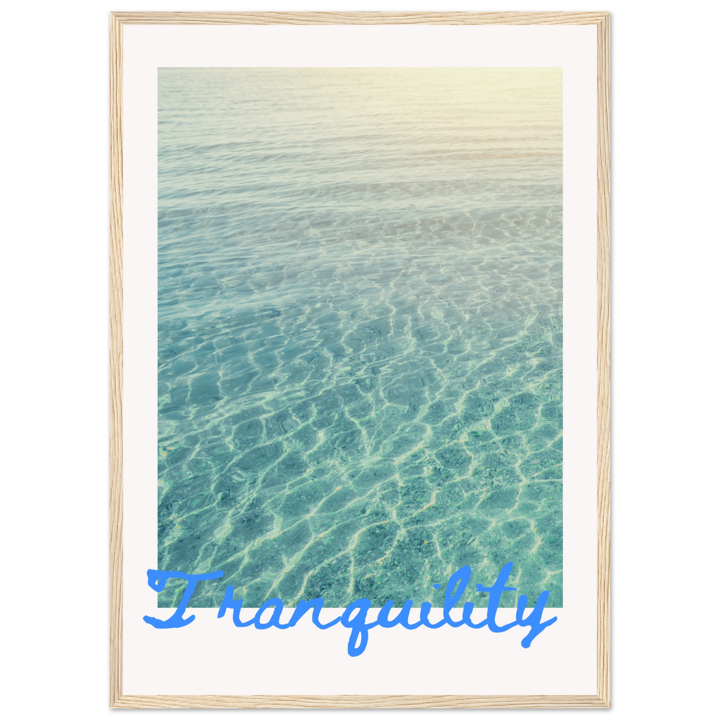Tranquility framed serene water reflection art print by anya trut in your choice of size and frame finish art print in a White frame size A1 (59.4 x 84.1  cm) affordable wall art by Art Aunty NZ