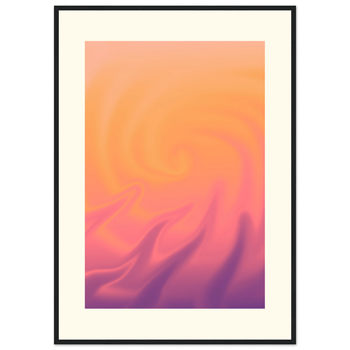 Abstract swirl framed poster radiant sunset hues by anya trut choose your size frame art print in a Black frame size A2 (42 x 59.4  cm) affordable wall art by Art Aunty NZ