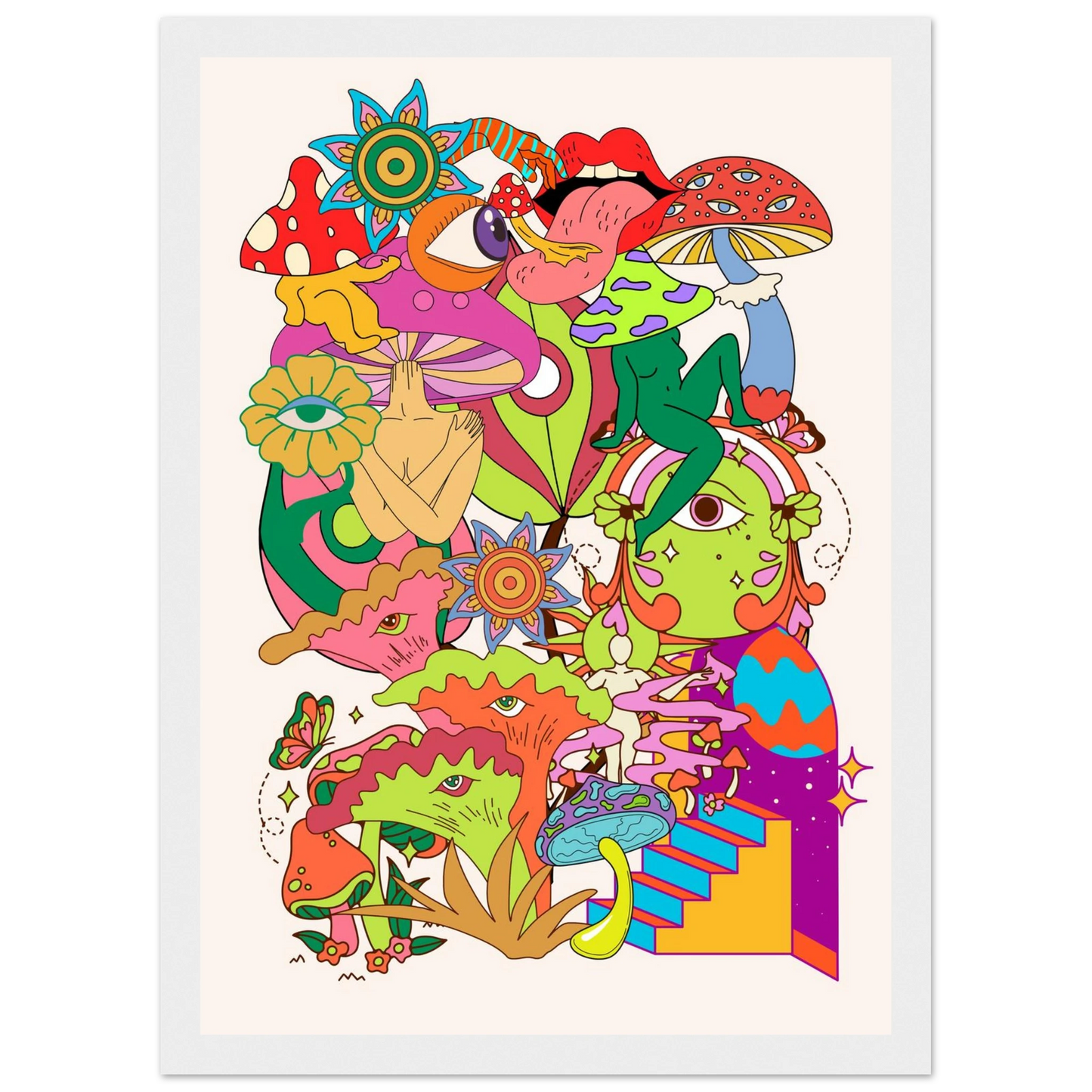 Delic art print in a White frame size A2 (42 x 59.4  cm) affordable wall art by Art Aunty NZ