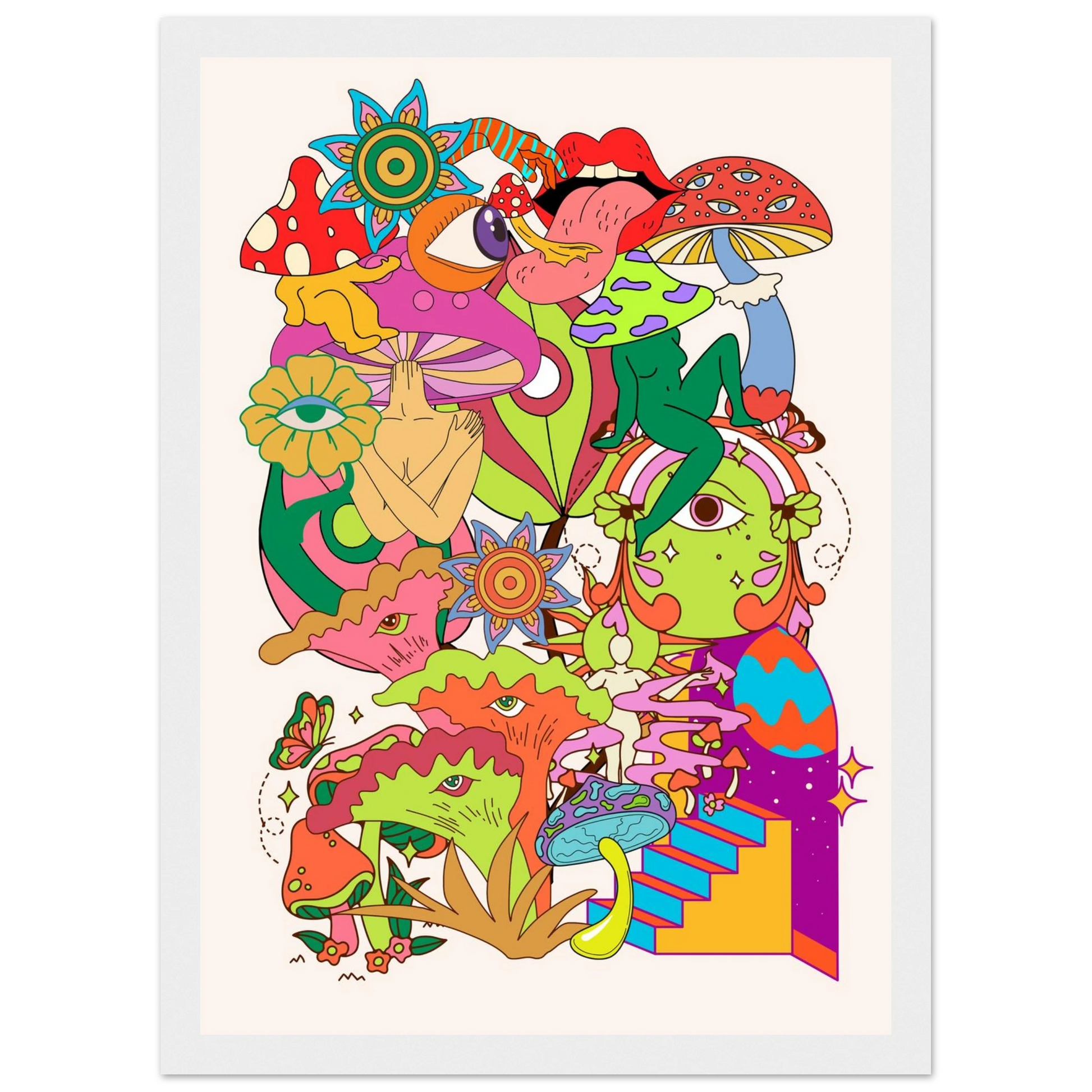 Delic art print in a White frame size A2 (42 x 59.4  cm) affordable wall art by Art Aunty NZ