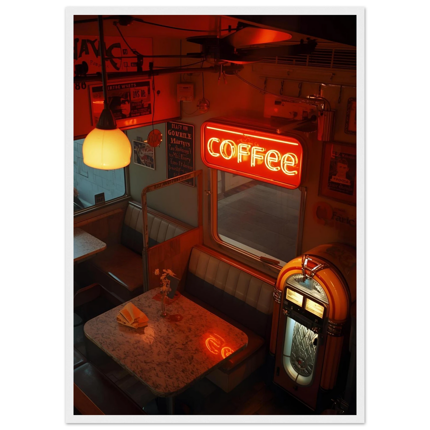 Into the night art print in a White frame size A2 (42 x 59.4  cm) affordable wall art by Art Aunty NZ