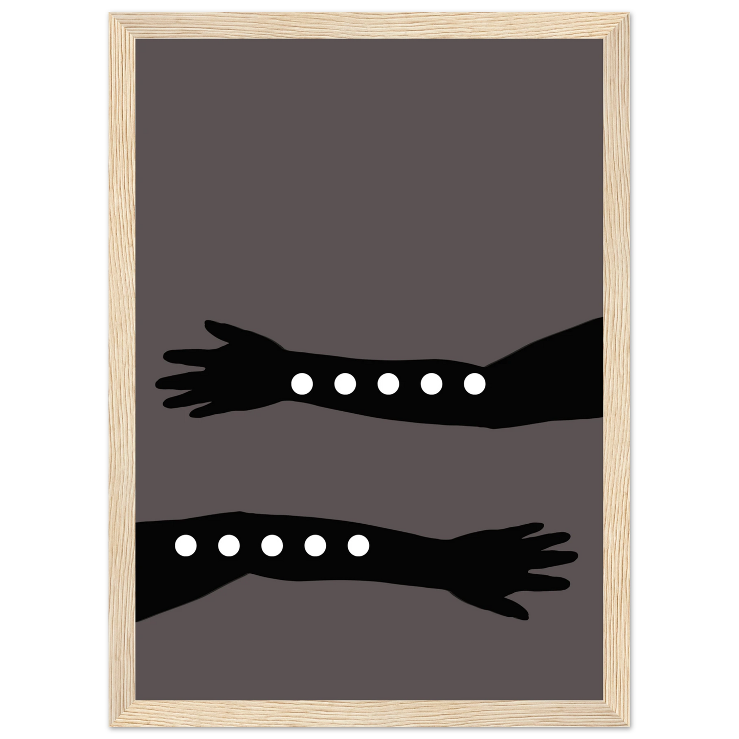 Abstract arms by anya trut striking minimalist wall art multiple sizes frame choices art print in a Black frame size 21x29.7 cm / 8x12" affordable wall art by Art Aunty NZ