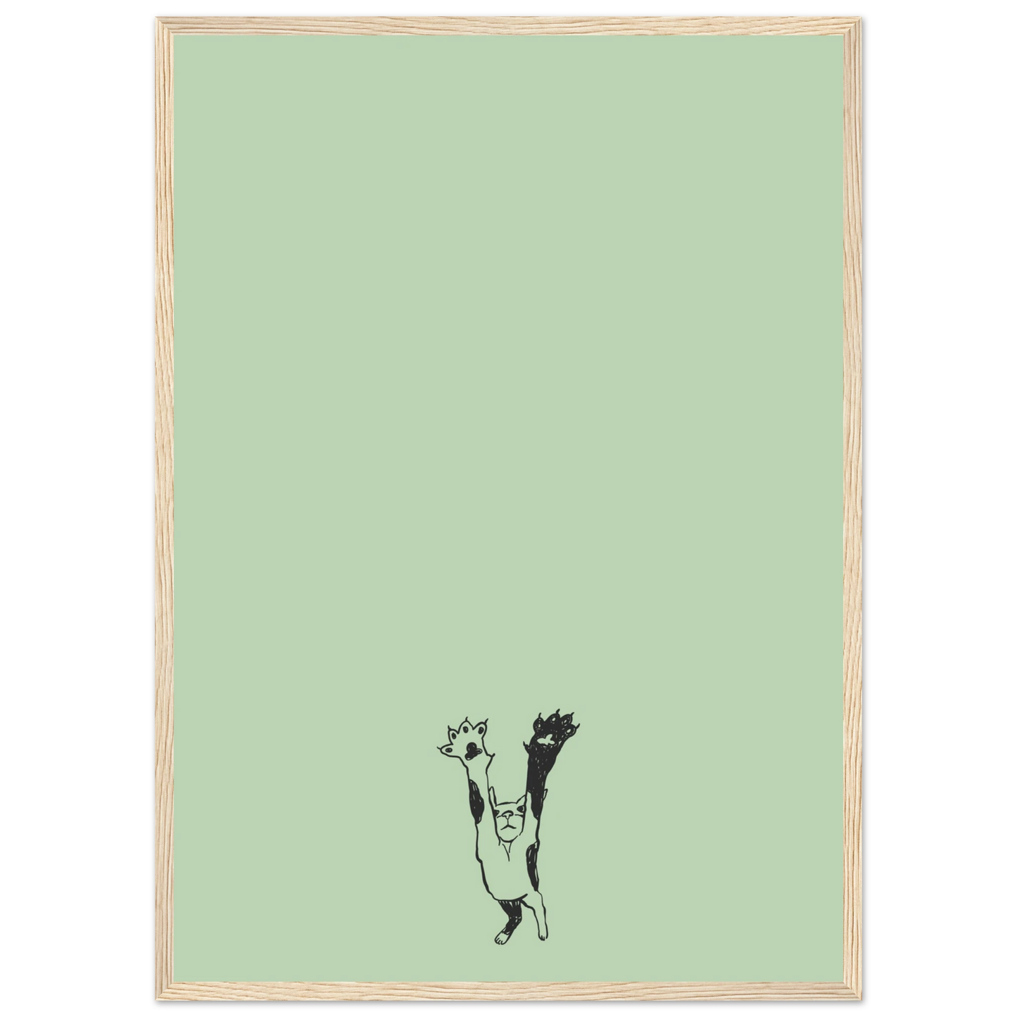 Catnip art print in a White frame size A2 (42 x 59.4  cm) affordable wall art by Art Aunty NZ