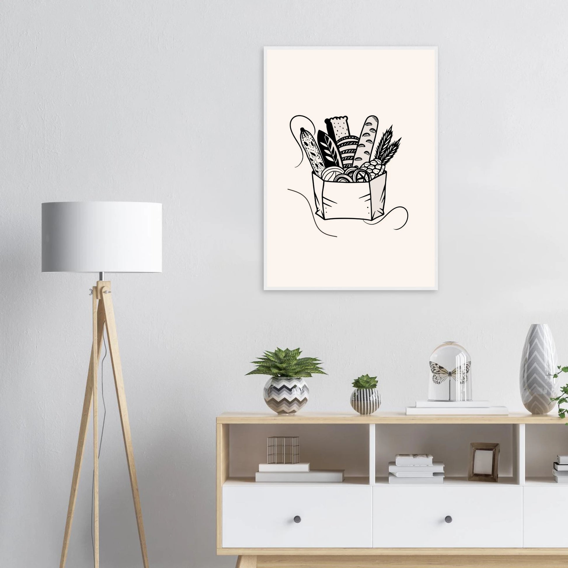 Morning bread art print in a  size  affordable wall art by Art Aunty NZ