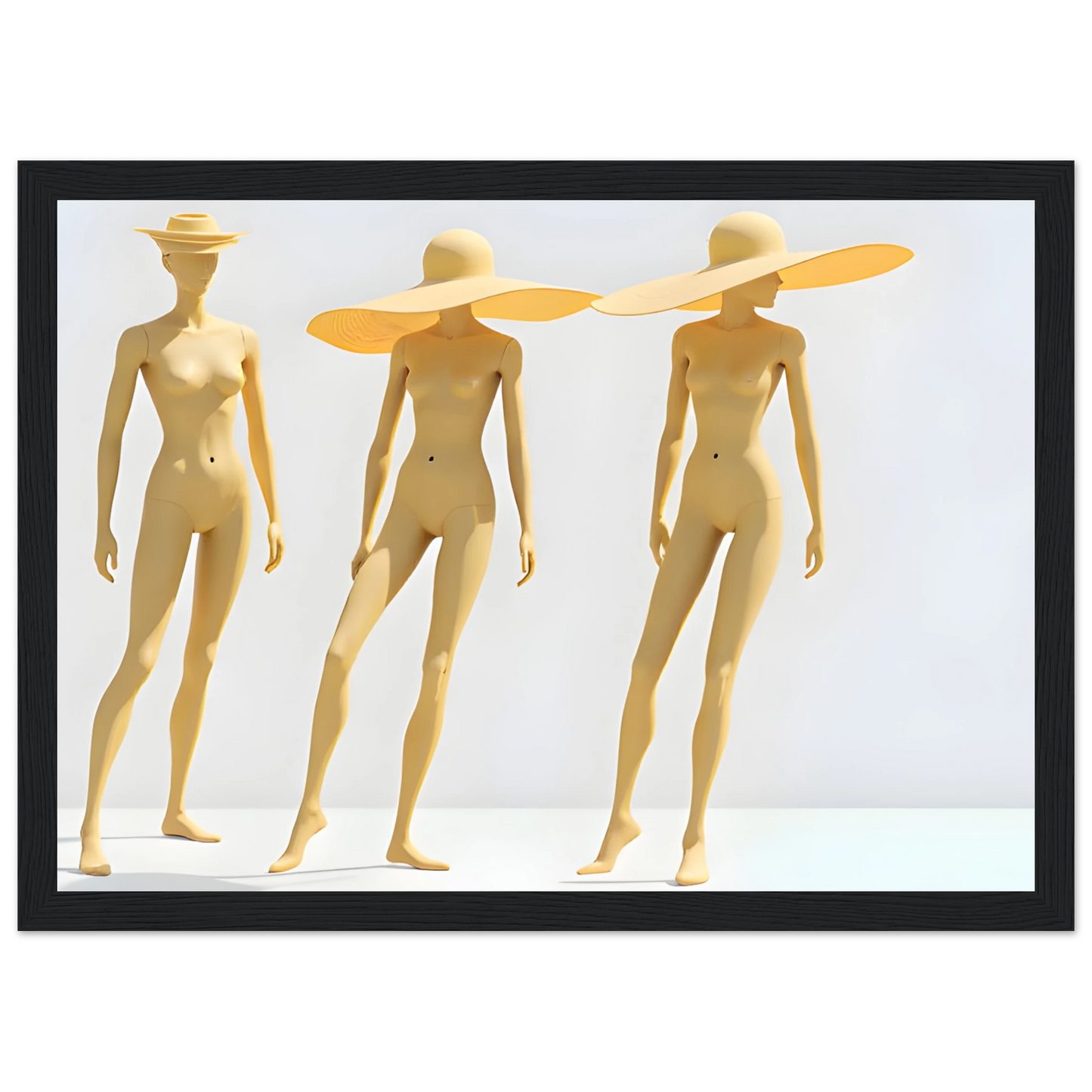 Trio art print in a Wood frame size A1 (59.4 x 84.1  cm) affordable wall art by Art Aunty NZ