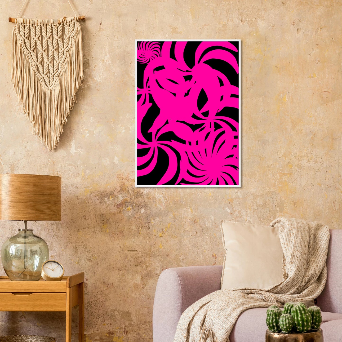 Vibrant neon swirls art print dynamic abstract wall decor in your choice of size and frame art print in a  size  affordable wall art by Art Aunty NZ