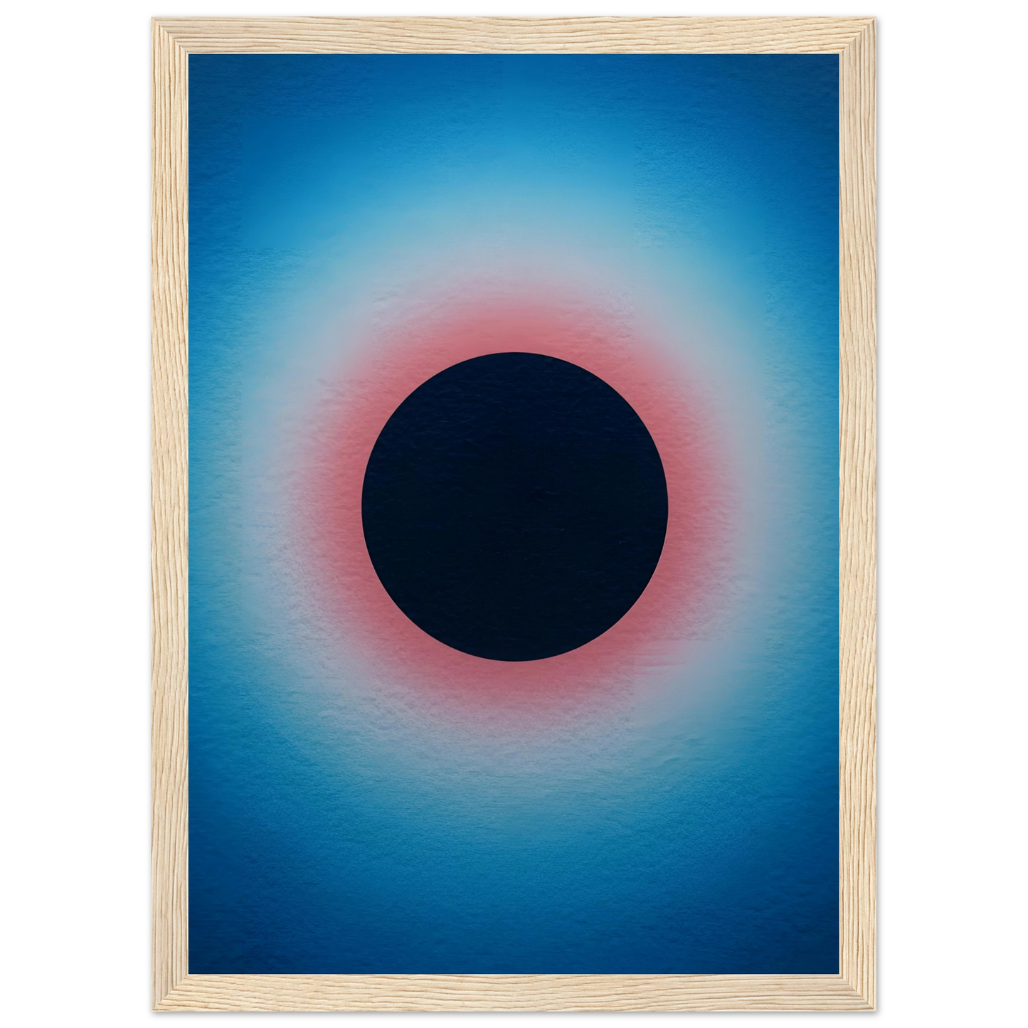 Radiant eclipse framed poster abstract art in three sizes custom frames art print in a Black frame size 21x29.7 cm / 8x12" affordable wall art by Art Aunty NZ