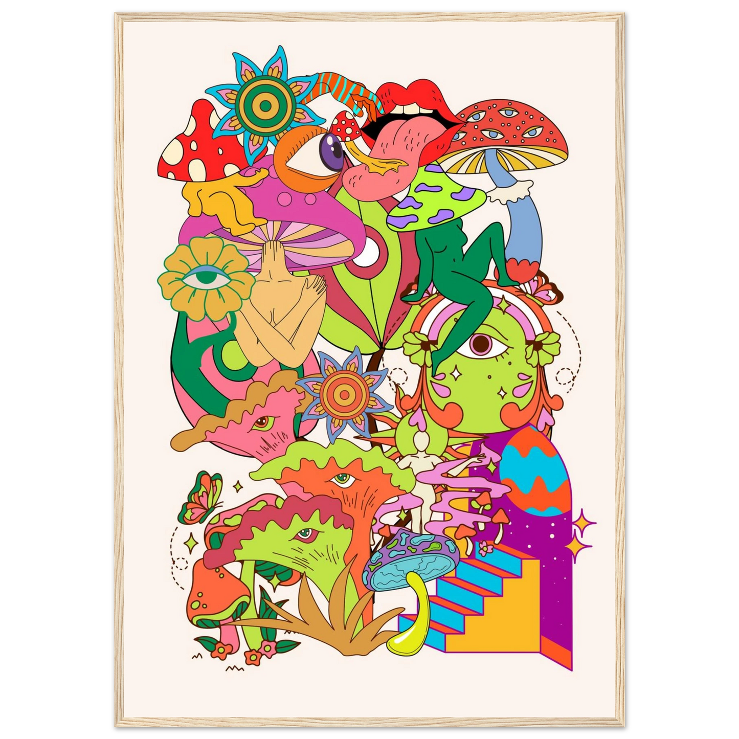 Delic art print in a Black frame size A2 (42 x 59.4  cm) affordable wall art by Art Aunty NZ