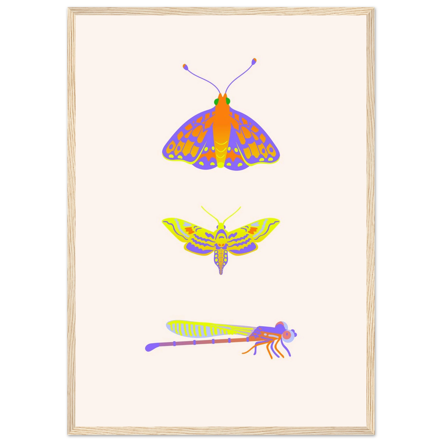 Disect art print in a Wood frame size A1 (59.4 x 84.1  cm) affordable wall art by Art Aunty NZ