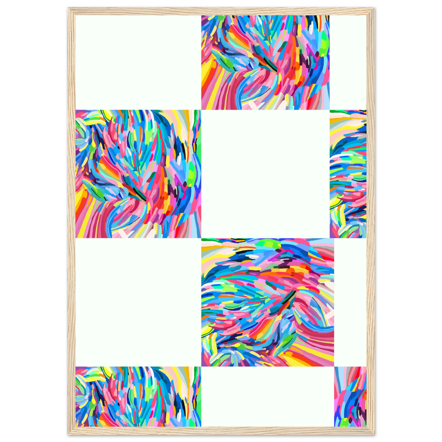 Abstract color art print vibrant swirls expressive hues framed artwork in your choice of style art print in a White frame size A1 (59.4 x 84.1  cm) affordable wall art by Art Aunty NZ