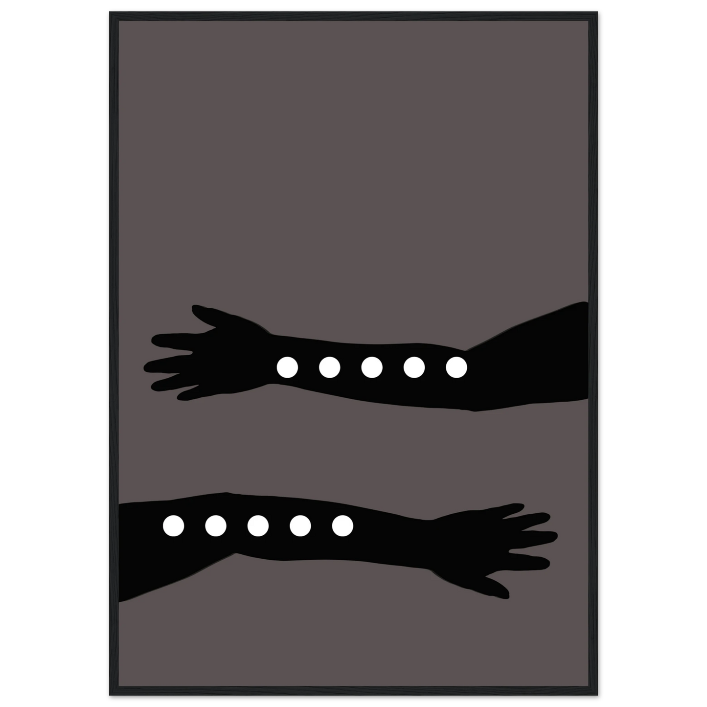 Abstract arms by anya trut striking minimalist wall art multiple sizes frame choices art print in a Black frame size A2 (42 x 59.4  cm) affordable wall art by Art Aunty NZ