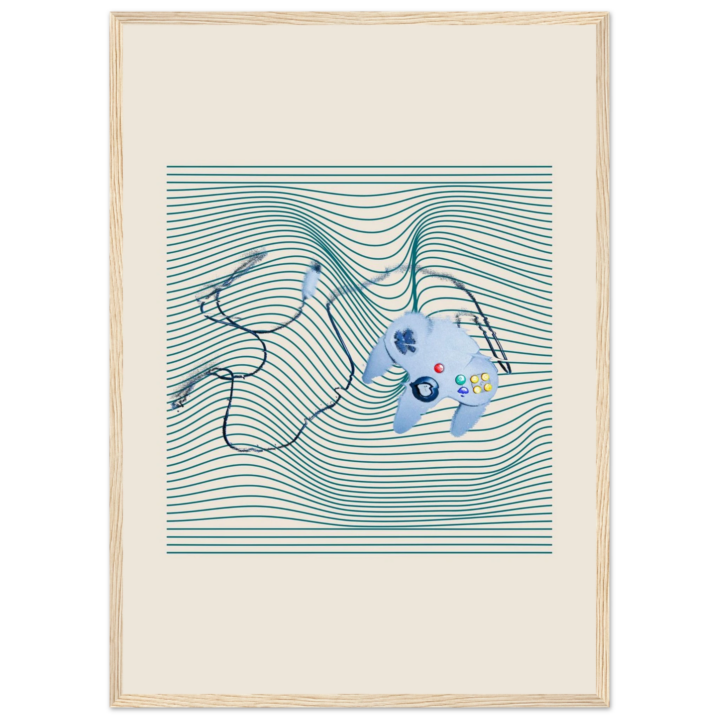 Gameboy art print in a White frame size A2 (42 x 59.4  cm) affordable wall art by Art Aunty NZ