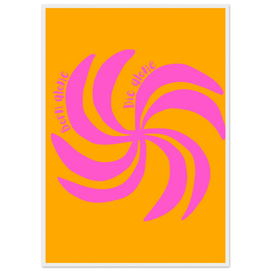 Born alone die alone swirl art print vibrant pink orange abstract wall decor in your choice of size frame art print in a White frame size 21x29.7 cm / 8x12" affordable wall art by Art Aunty NZ
