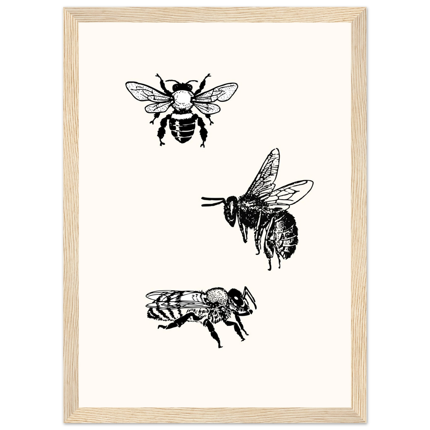 Bee mine art print in a Wood frame size 21x29.7 cm / 8x12" affordable wall art by Art Aunty NZ