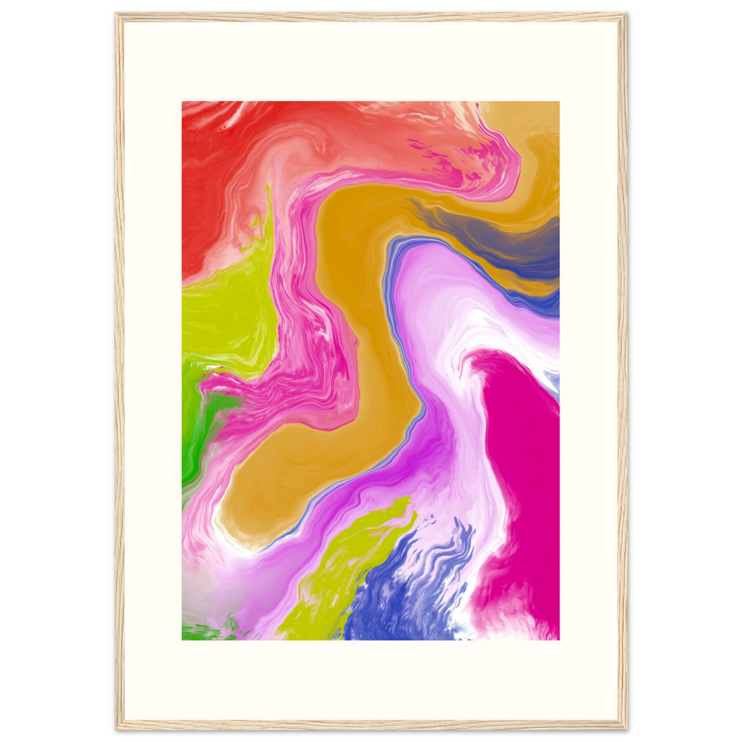 Abstract swirl canvas print by anya trut vibrant flow art in your choice of size frame art print in a Black frame size A1 (59.4 x 84.1  cm) affordable wall art by Art Aunty NZ