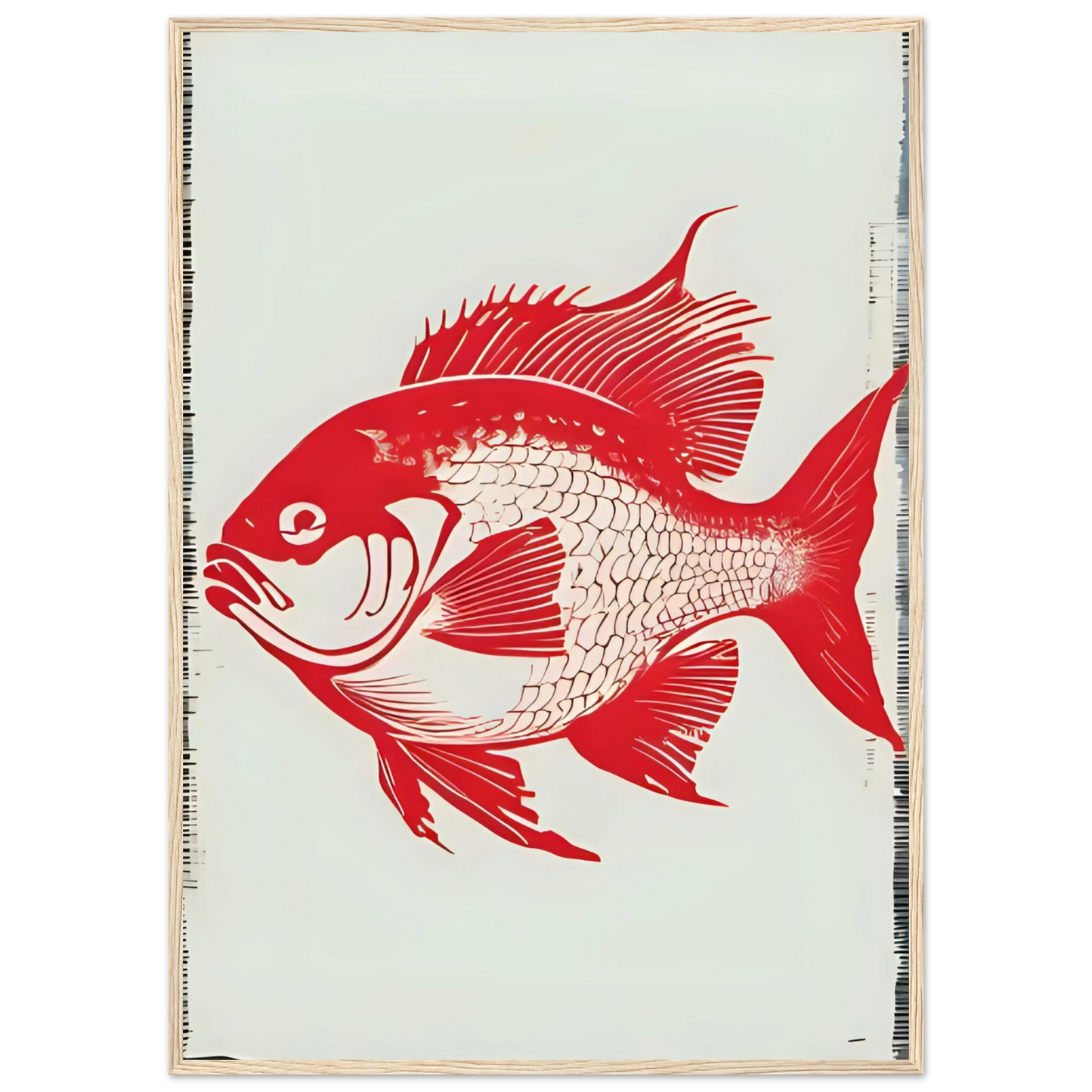 Bait 1 art print in a Wood frame size A2 (42 x 59.4  cm) affordable wall art by Art Aunty NZ
