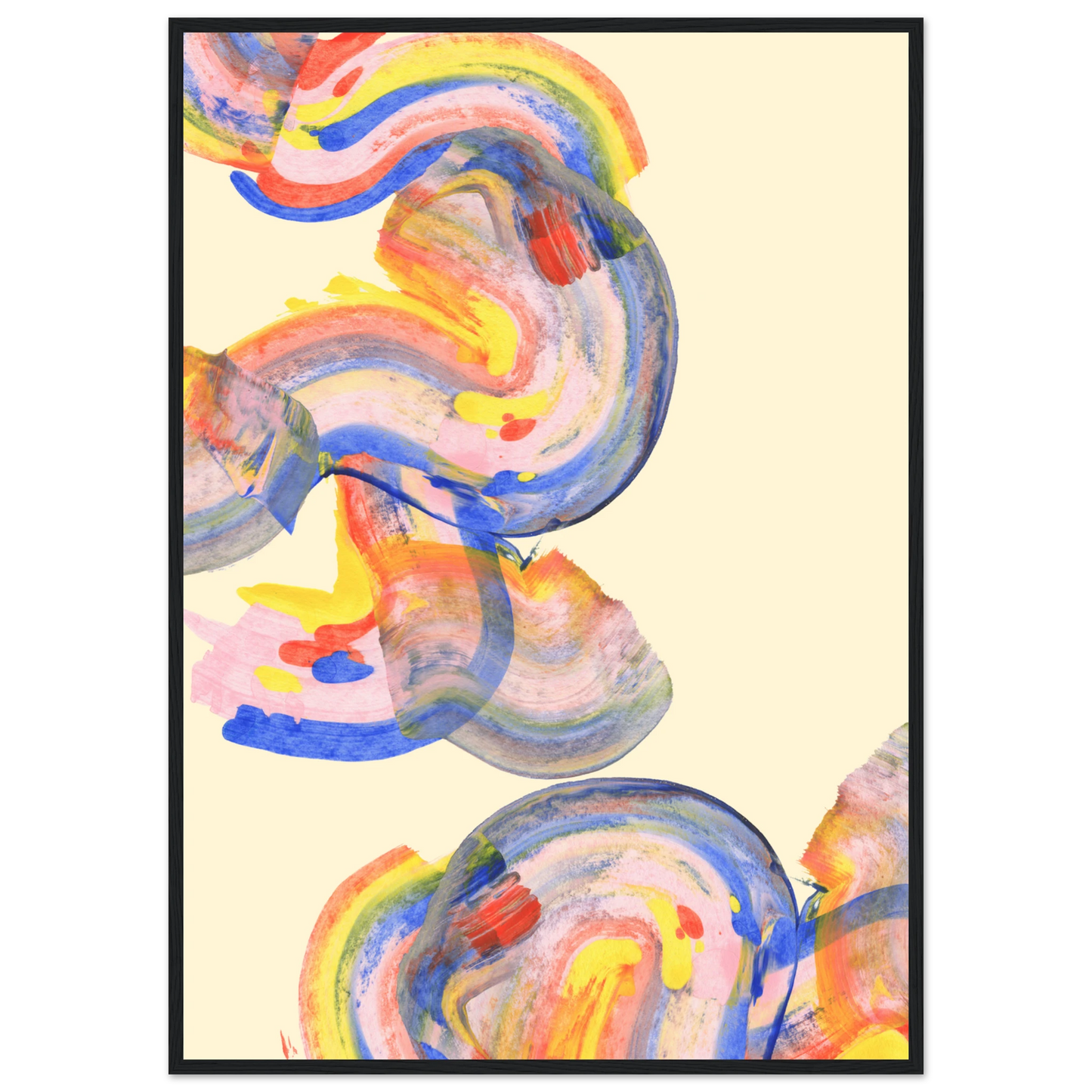 Abstract swirls vibrant framed art print by anya trut choose your size frame art print in a Black frame size A2 (42 x 59.4  cm) affordable wall art by Art Aunty NZ