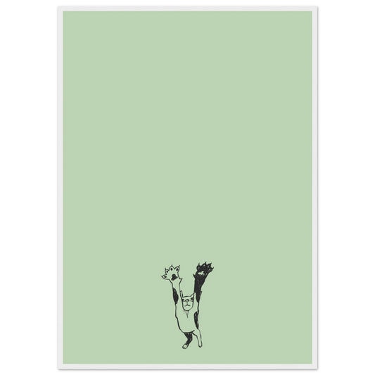 Catnip art print in a White frame size 21x29.7 cm / 8x12" affordable wall art by Art Aunty NZ